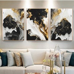 Black and Gold Leaf Wall Art – Abstract Painting With Grey and White – Modern…