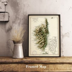 Corsica France Map, Corsica 2D Relief Map – 2D Flat Print