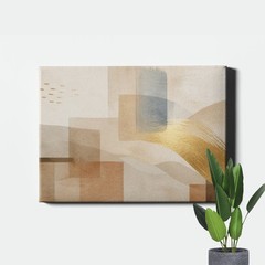 Neutral geometric gold ribbon accents Art Print modern abstract design