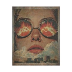 Retro ATOMIC BOMB NUKE GIRL Fine Art Print, Apocalypse War Nuclear Weapon Poster