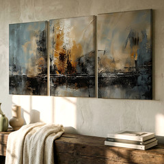 3 Pieces Modern Abstract Landscape Large Wall Art Set for Bedroom Set Of 3