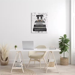 24 In. X 30 In. «Glam Fashion Book Stack Grey Bow Pump Heels Ink» by Amanda Gree