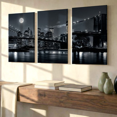 3 Pieces Stunning Nighttime Cityscape Large Wall Art Set for Living Set Of 3