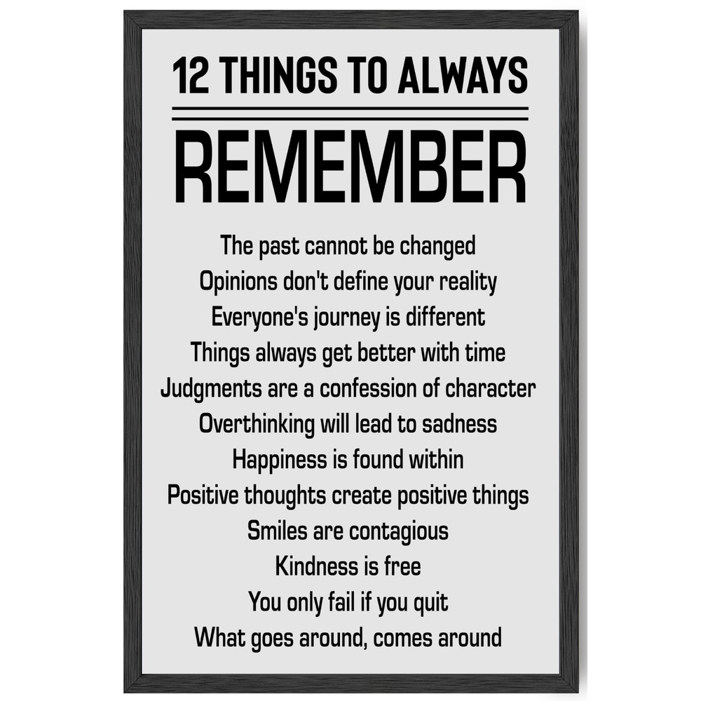 12 Things to Always Remember Inspirational Quotes Poster Print Unframed 11×17