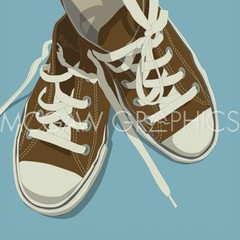 GOLDEN JOHN W – LOWTOPS (BROWN ON BLUE) – ART PRINT POSTER 8″ X 8″ (2361)