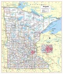 Minnesota State Wall Map Poster Large Print 24″Wx28″H