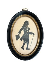 Vintage Silhouettes Set Of 3 Black Oval Frames Colonial Dress Americana