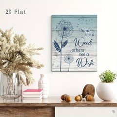 Framed Canvas Distressed Wood Dandelion Some See A Wish Inspirational Wall Decor