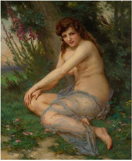 Art Giclee Printed Oil Painting Guillaume Seignac: In the Forest Home Canvas