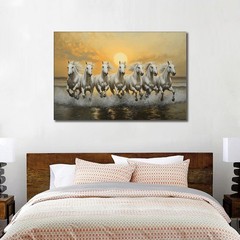 Horse Pictures Wall Decor, 7 Running Horses Wall Art Vastu With Frame, Horse …