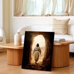 Wall Art Religious Figure From Cave Walking Light Spiritual Aesthetic Print