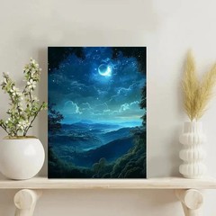 Enchanted Night Sky Starry Sky, Moon, and Clouds Metal Print Ready to Hang