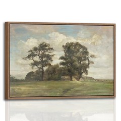 Framed Vintage Oak Canvas Wall Art Rustic Farmhouse Countryside Tree Painting…