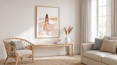 Woman in Dress Watercolor Poster Terracotta Abstract Landscape Wall Art Print