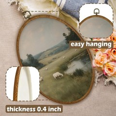 Vintage Sheep Oval Wall Art Decor, Rustic Country Oval Canvas Prints Framed, …