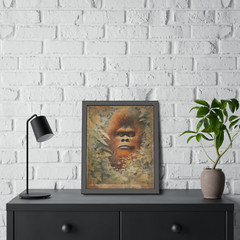 BIGFOOT FLOWER JUNGLE Wall Art, Retro Sasquatch Botanical Poster, Cryptid Decor