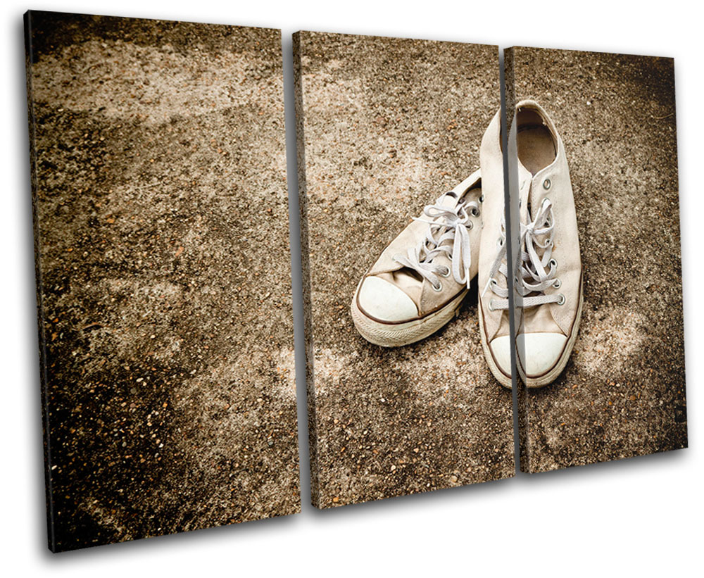 Lo Top Sneakers Vintage TREBLE CANVAS WALL ART Picture Print VA
