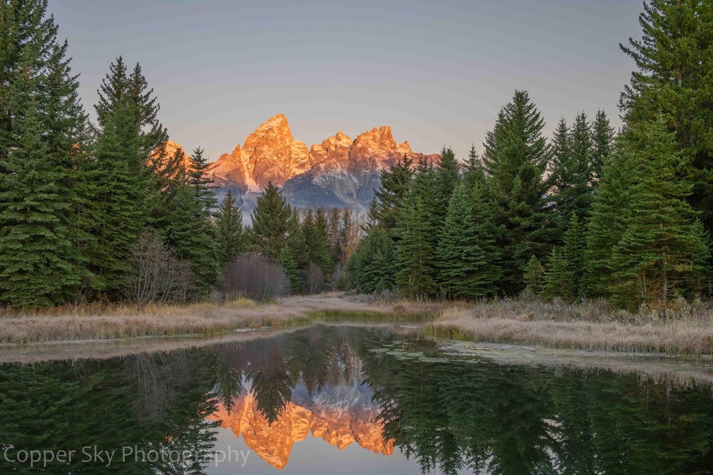Teton Mountain Canvas Grand Teton Alpen Glow Sunrise Reflection Print