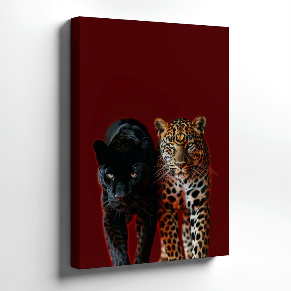 Wall Art Black Panther and Leopard Print Poster Big Cat Animal Canvas Decor