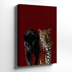 Wall Art Black Panther and Leopard Print Poster Big Cat Animal Canvas Decor