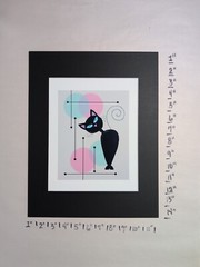 Mid Century Modern Black Cat Atomic Wall Art Print Matted 11″ x 14″