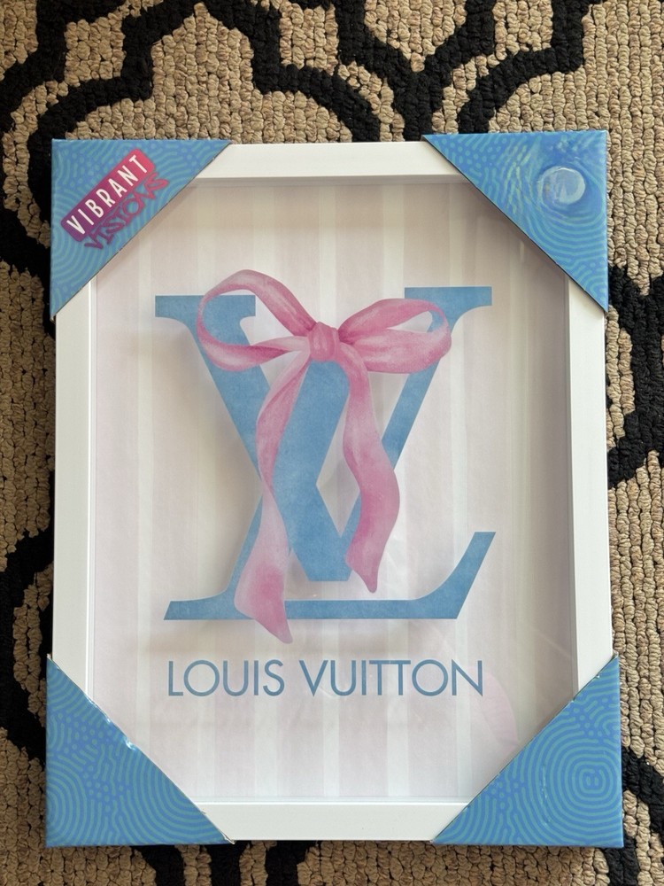Louis Vuitton Framed Logo Print Pink White Shadow Box Fashion Art 11x14in