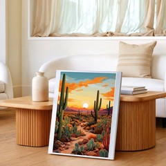 Wall Art Desert Sunset Landscape Print Cactus Southwest Poster Mountain Decor