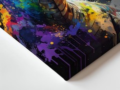 Canvas Wall Art a Highly Stylized Digital Artwork of a Dinosaur Possibly a T