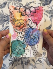 Original Henna Inspired Watercolor Floral Art Print Set of 5 – 4×6 OOAK