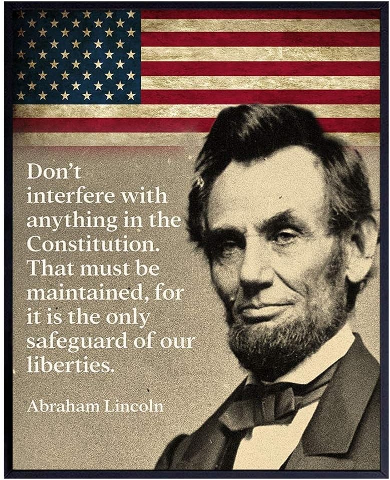 Abe Lincoln Quote, American Flag Art – Patriotic Wall Decor, 4th of July Poster