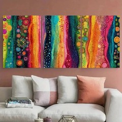 3pcs Colorful Abstract Multicoloured Perfect Wall Art Canvas Framed 50x70cm