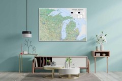 Wisconsin & Michigan State Poster Map – 23.3 x 16.5 inches – Paper Laminated