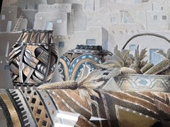 Southwest Style Framed Print Foil Art Adobe Houses Indian Pottery by T Coleman