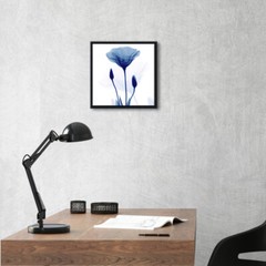 Black Framed Abstract Blue Flickering Floral Pictures Modern Paintings on Canvas