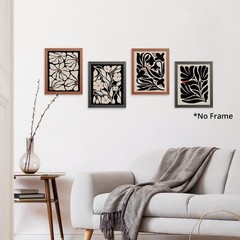 Abstract Boho Black flowers Plant Poster Prints for Home Living Girl Room Dor…
