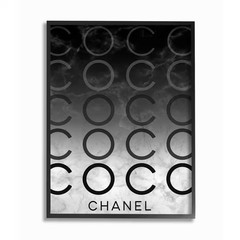 24 In. X 30 In. «Black and White Ombre C and O Typography on Marble » by Daphne