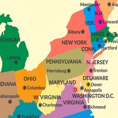 50 States and Capticals of United States Map of America Colorful Poster Map