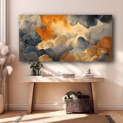 Abstract Clouds Wall Art Sky Landscape Home Decor Wall Mural,DIY Framed 24″x48″