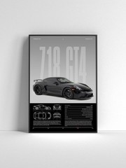 Porsche 718 Cayman GT4 Poster | Modern Sports Car Wall Art | Enthusiast Gift