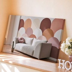 Wall Art Cozy Living Room Scene Featuring A Soft, Light-colored Sofa Adorned
