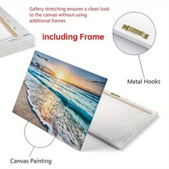 Canvas Art Ocean Beach Sunset Wave Seascape Minimal Wall Decor