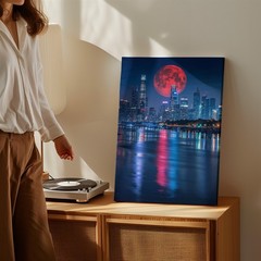 Wall Art Vibrant City Skyline At Night, Showcasing Canvas Print Canvas