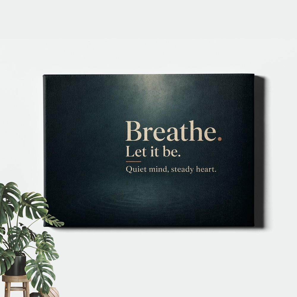 Calm Typography on Dark Background Poster Print Minimalist Quote Style