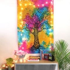 Wall Poster Hanging Cotton Tree Of Life Tapestry Indian Decor Multicolor Poster