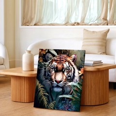 Wall Art Tiger Face Portrait Jungle Botanical Wildlife Home Art Large Print