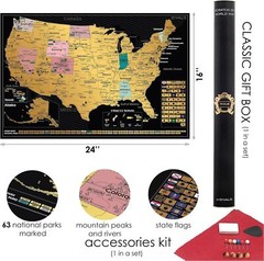 2 in 1 Gift Set – Scratch Off World Map and off US – Easy to…