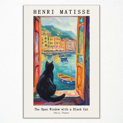 Henri Matisse Canvas Wall Art, Matisse Black Cat Open The Window Poster, Famo…