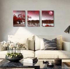Mountain Landscape Abstract Painting Canvas Wall Art. Size 12x16inches*3pcs