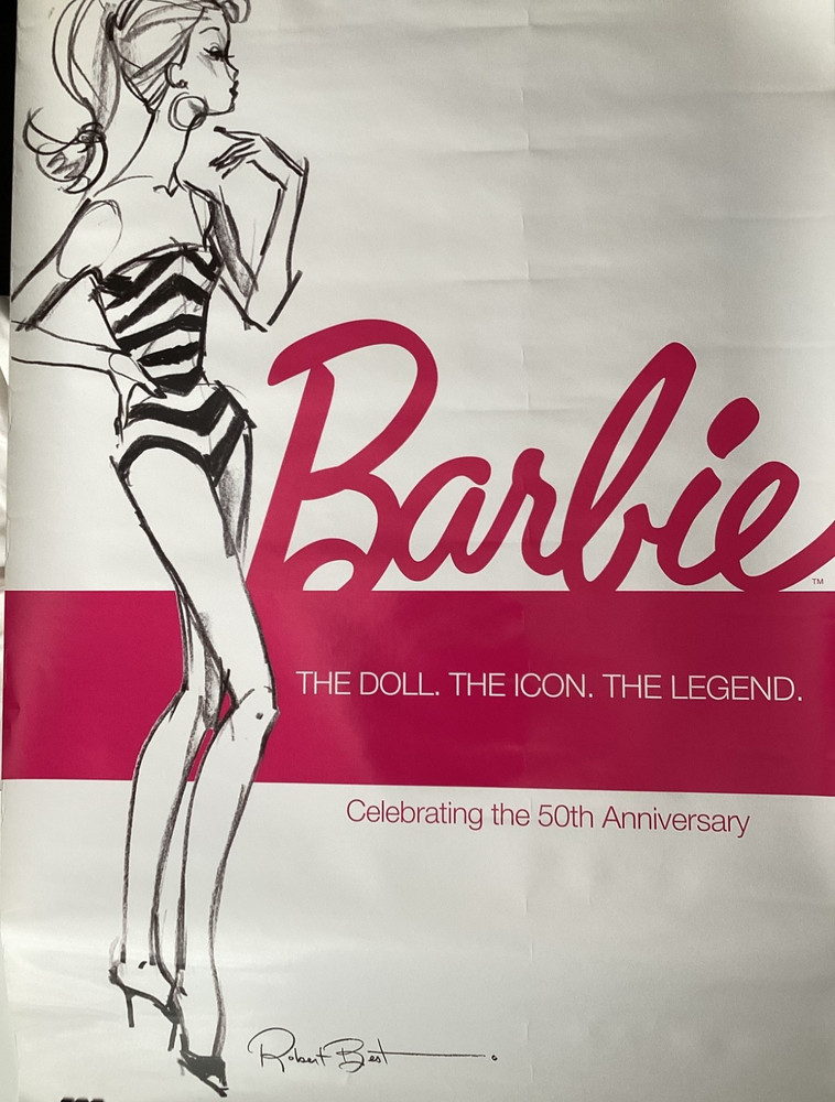 HTF Robert Best Barbie 50th Anniversary Wall Art Print 24” x 36”