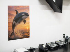 Killer Whale Sunset Ocean Wall Vinyl Decal Poster Print Removable Adhesive